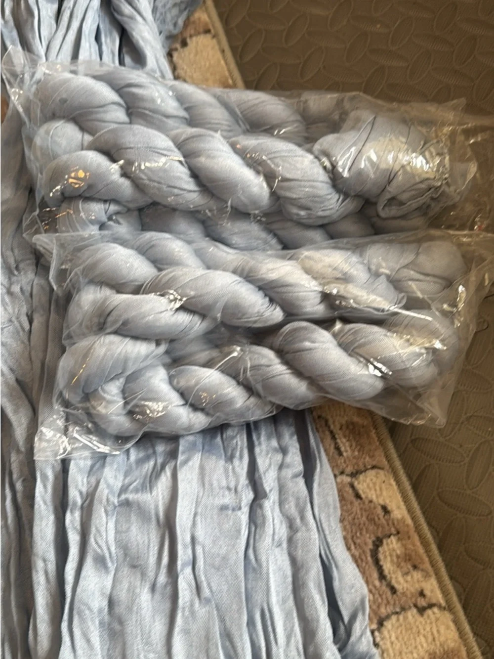 Crushed sheer cheese cloth  Table Runners Dusty Blue light